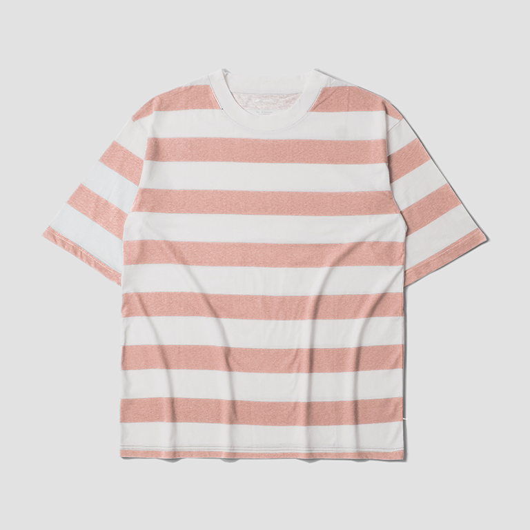 Oversize Short Sleeve Round Neck Striped T-Shirt Series