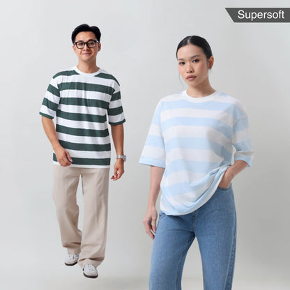 Oversize Short Sleeve Round Neck Striped T-Shirt Series [SS]