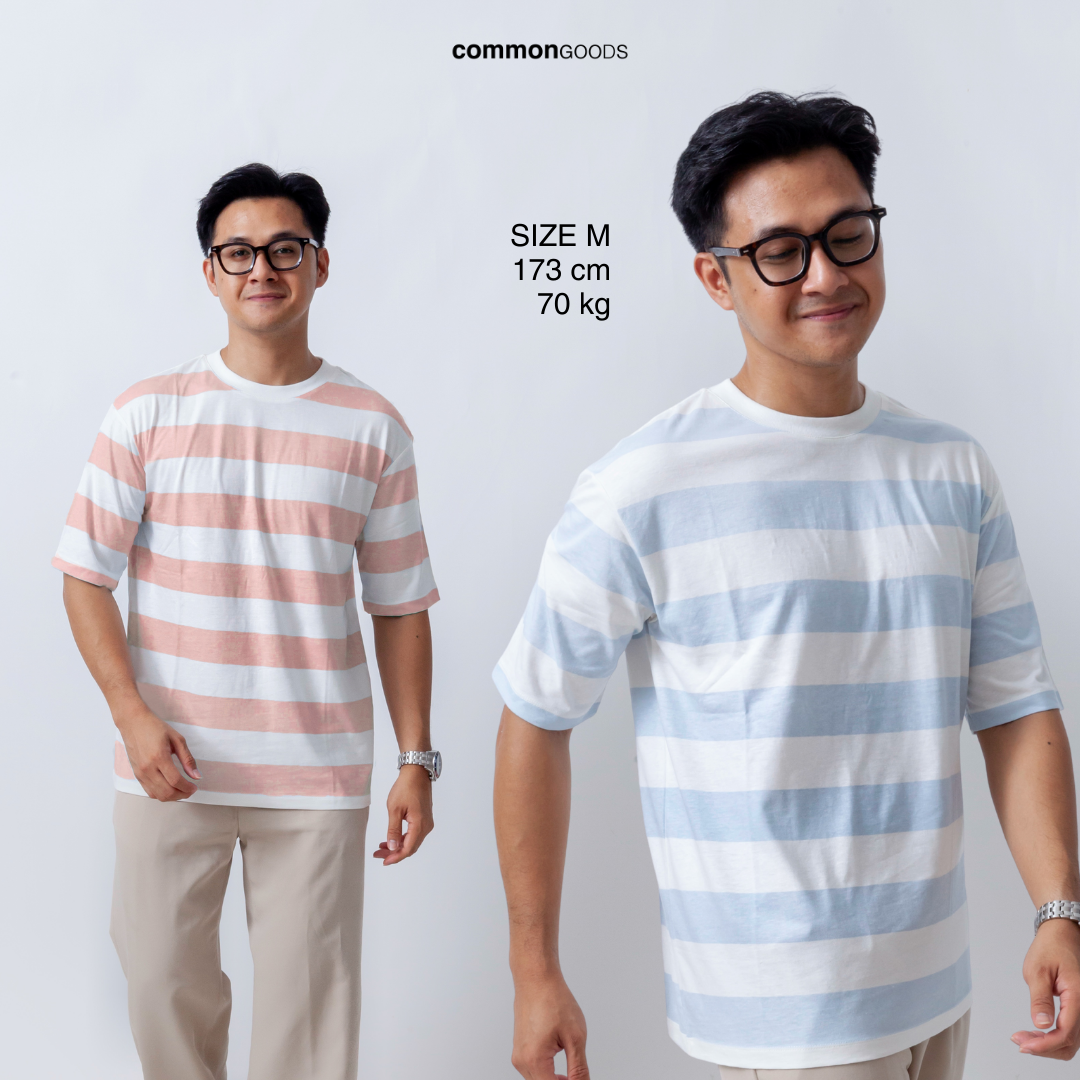 Oversize Short Sleeve Round Neck Striped T-Shirt Series
