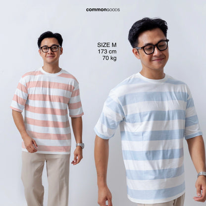 Oversize Short Sleeve Round Neck Striped T-Shirt Series [SS]