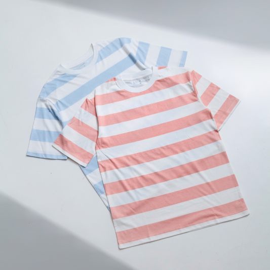 Oversize Short Sleeve Round Neck Striped T-Shirt Series