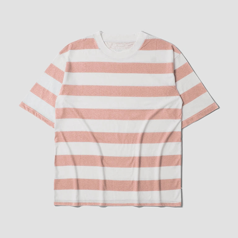 Oversize Short Sleeve Round Neck Striped T-Shirt Series [SS]