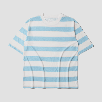 Oversize Short Sleeve Round Neck Striped T-Shirt Series